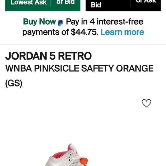 Jordan 5 Retro WNBA Pinksicle orange women's size 8. GS 6.5. 683 - Picture 2 of 12